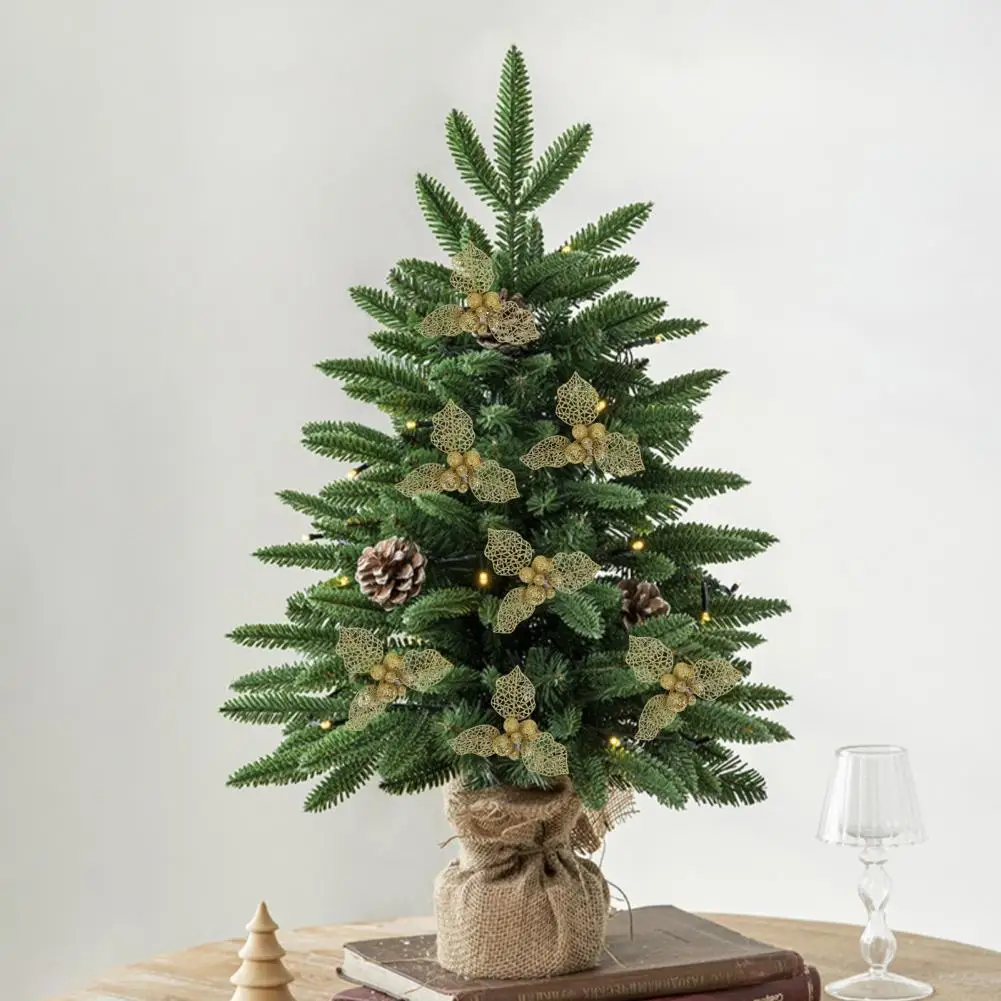 Easy Maintain Christmas Fake Flower Fine Workmanship Festival Prop Pretty Xmas Tree Home Decor Faux Leaf