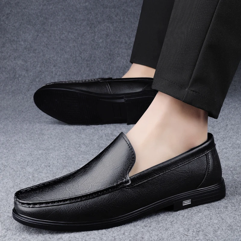 

Versatile Men's Business Casual Shoes slip on Leather Dress Loafers for Office/Wedding/Interview Durable Sole