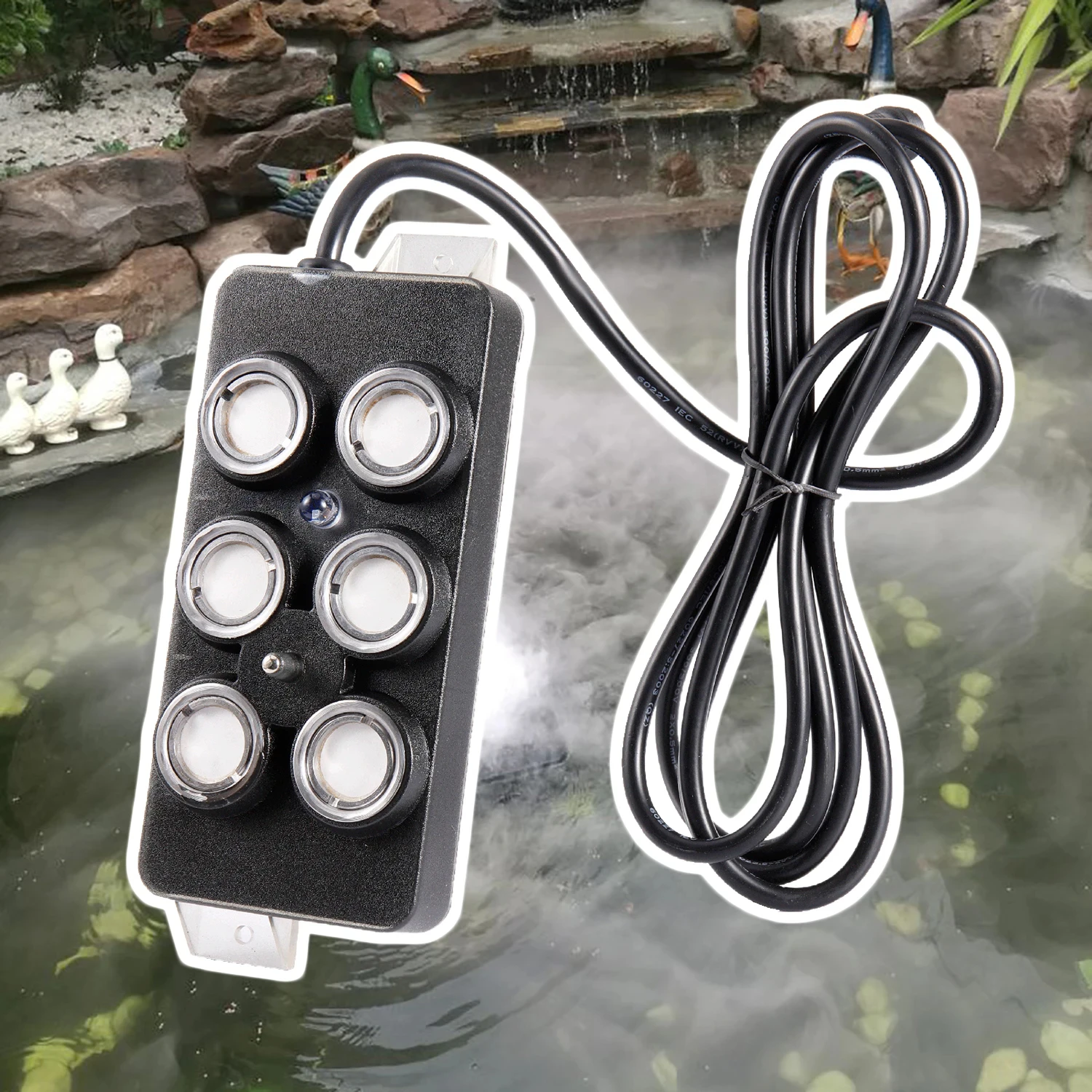 

6 Head Ultrasonic Atomizer Mist Maker Nozzle Fogger for Aquarium Fish Tank Garden Landscape Pond Fountain Air Humidifier