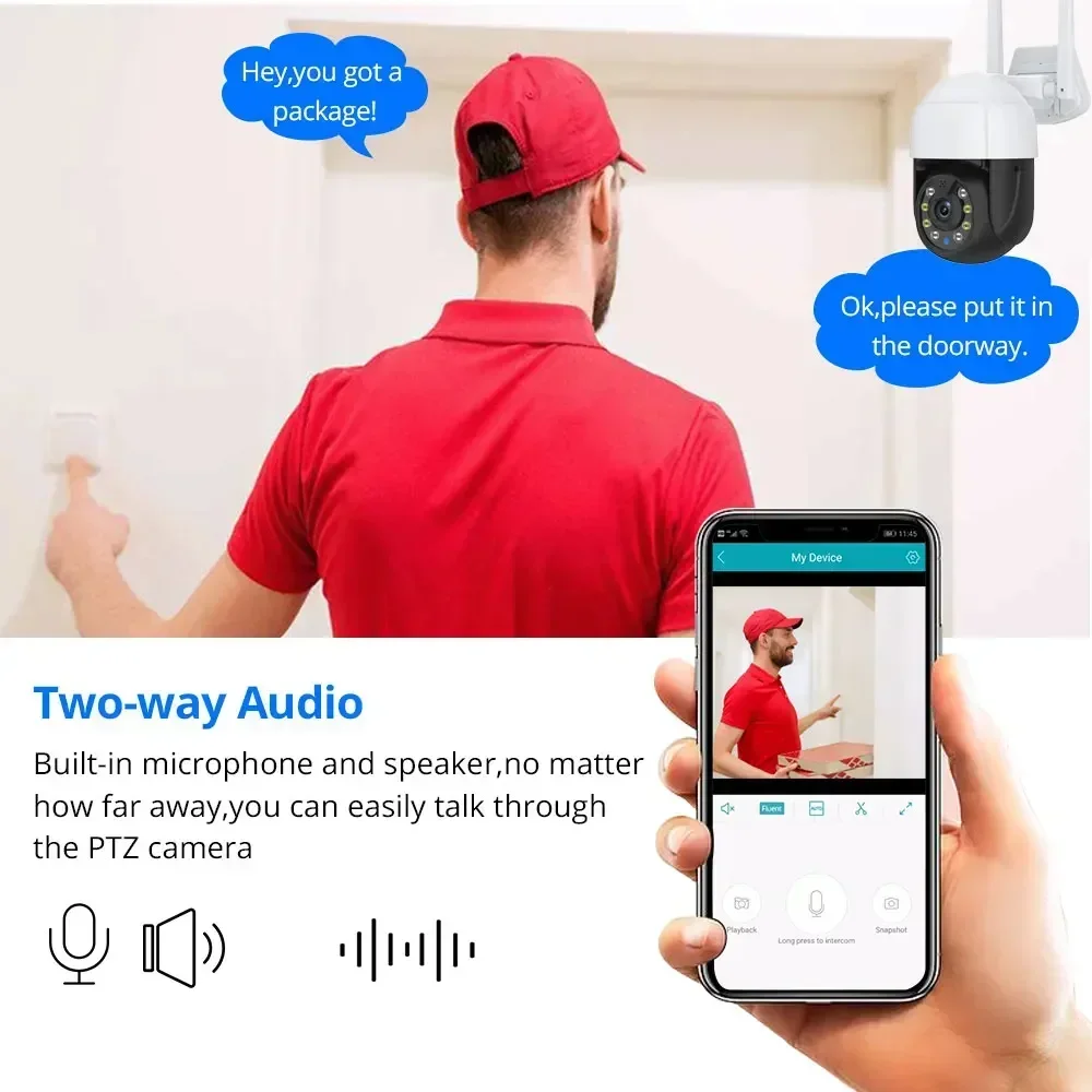 Cámara de seguridad IP Wifi de visión nocturna a todo Color exterior 5MP Tuya Smart Life seguimiento automático cámara de vigilancia CCTV PTZ