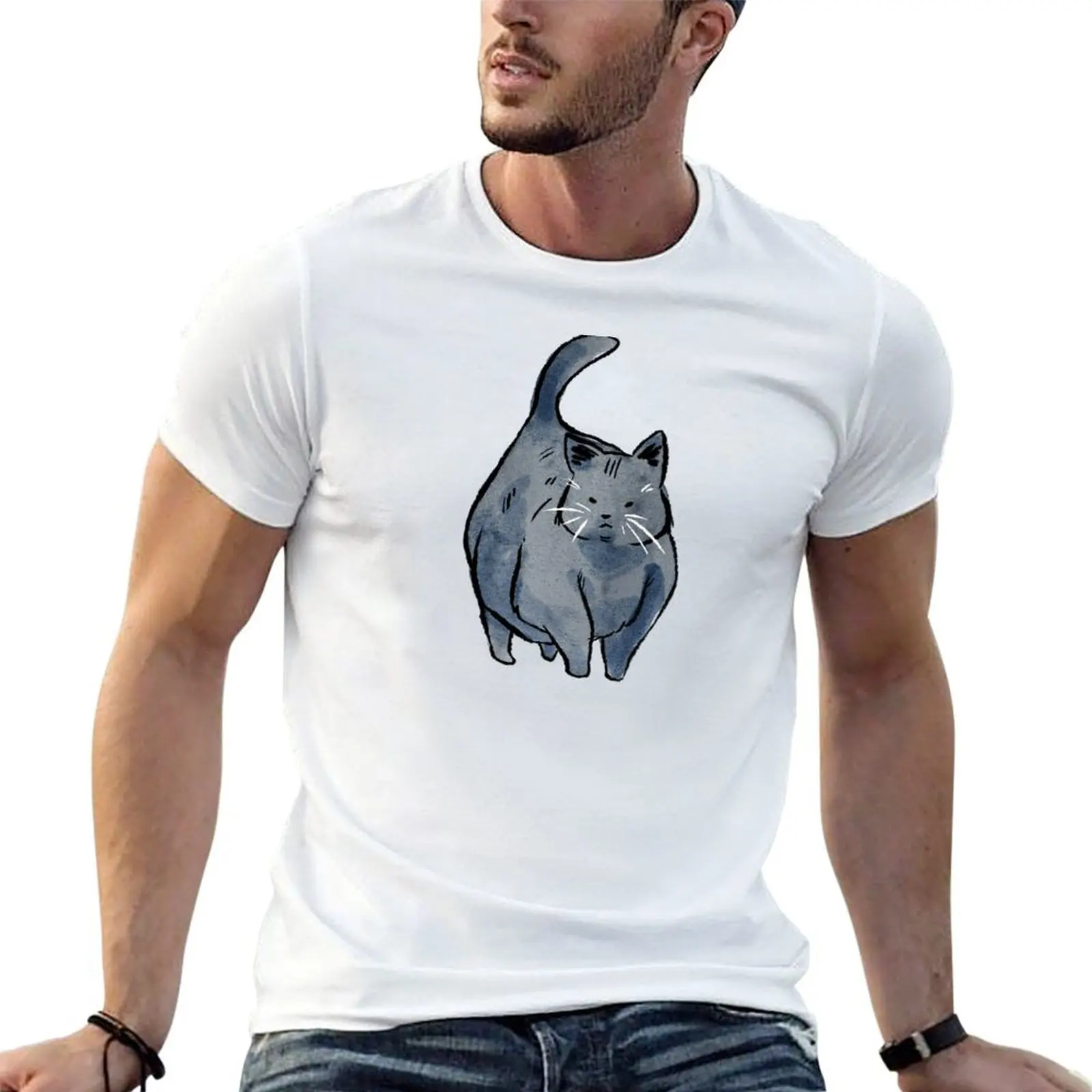 

Cinder block cat strut T-Shirt man graphic t shirt funny t shirts cotton T-Shirt