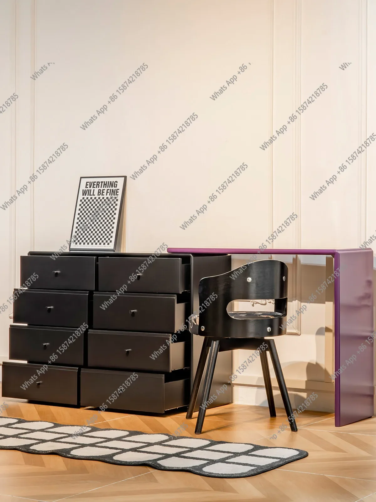 Xx Bedroom Dresser Eight-bucket Cabinet Integrated Bedside Telescopic Cabinet L-shaped Corner Dressing Table