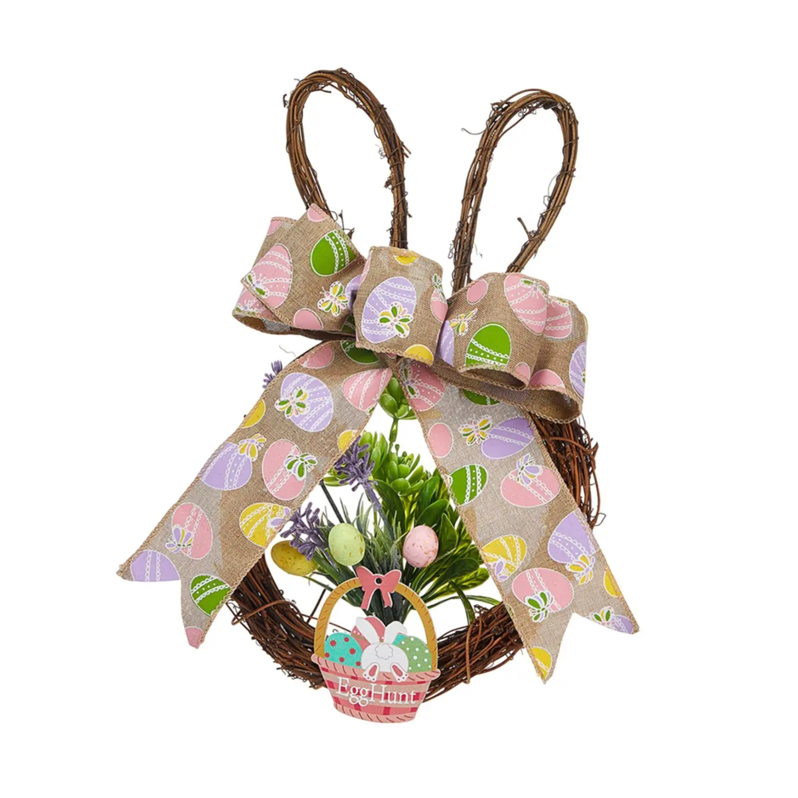 Easter Rabbit Spring Wreath East to Install Decorative Wall Rattan Wreath Frame for Festival Indoor Outdoor Home Wedding Easter