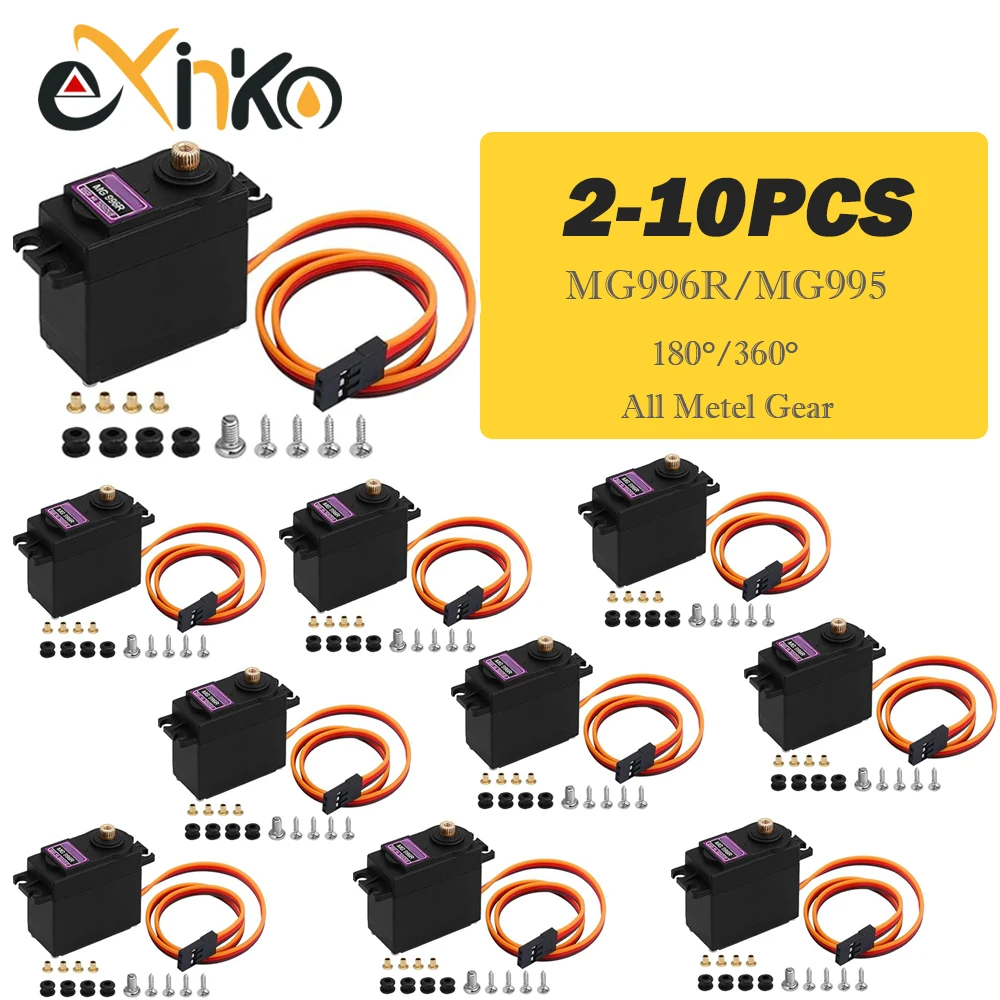 Servos digitales MG995 MG996R, 2-10 Uds., 13KG, 15KG, engranaje totalmente metálico para coche JR, modelo RC, helicóptero, barco para Arduino UNO DIY