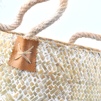 Seagrass Flower Pot Baskets Yellow Lightweight Storage Box Handmade Hamper Beach Bag Laundry Basket Woven Home Decor