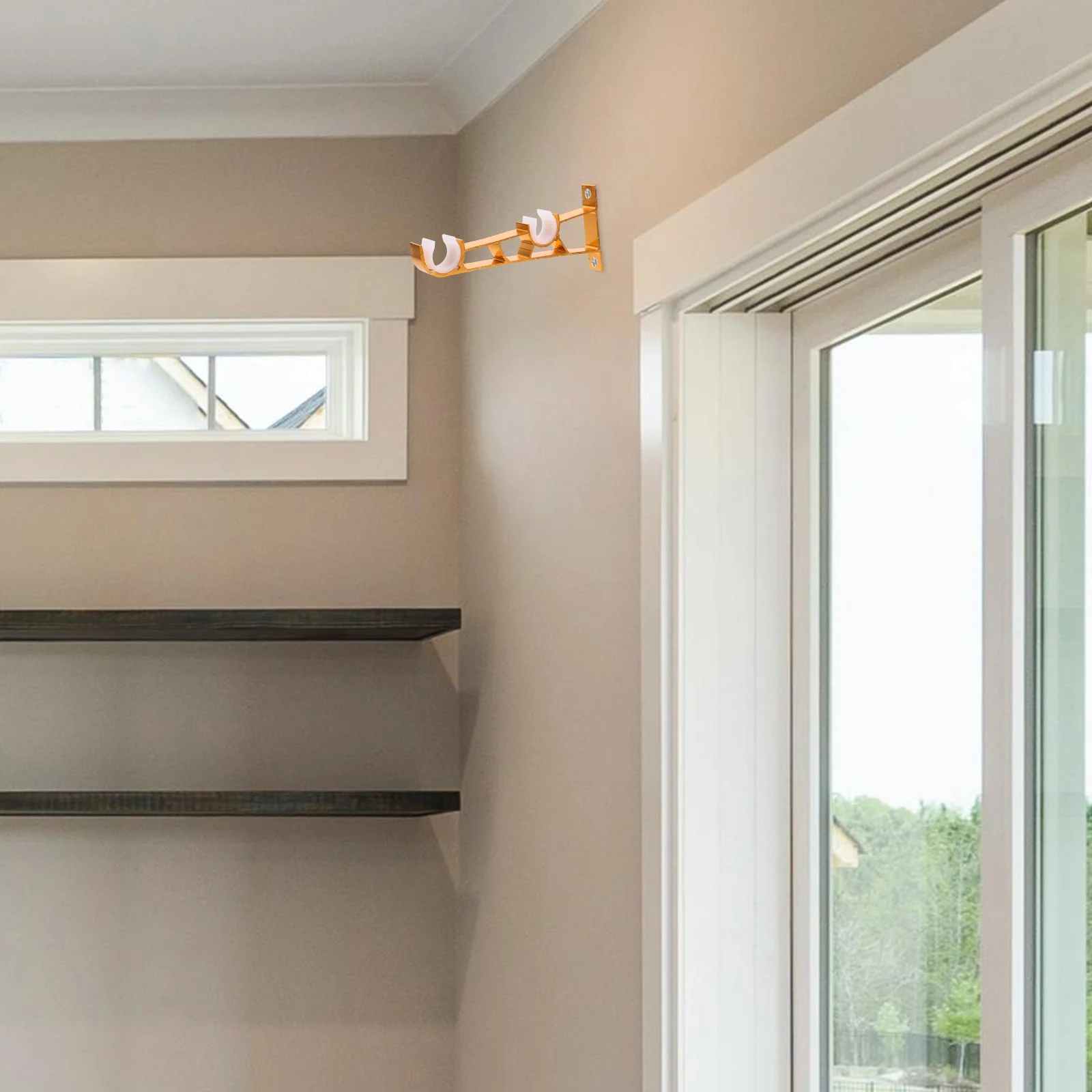 

Heavy Duty Double Rod Bracket Wall Mount Sturdy Support Universal Holders Iron Base Decorative Hardware Bracket for Curtain