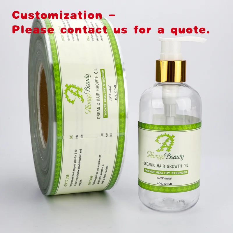 custom.High Quality of Custom Adhesive Waterproof  Roll Stickers  Cosmetic Hair Growth Oil Bottles  Packaging Label Printing