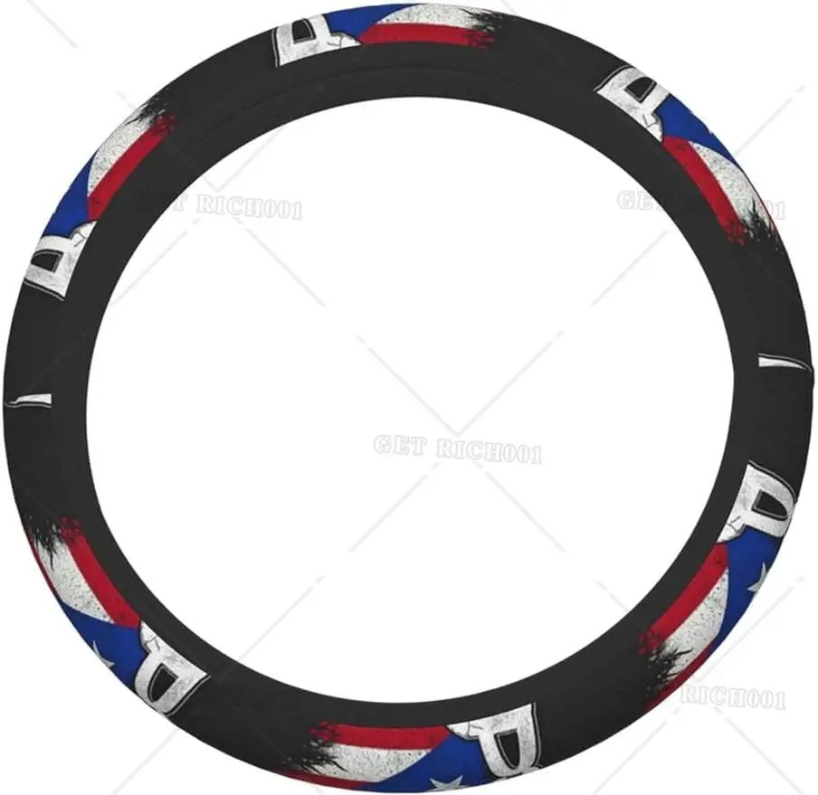 Puerto Rico Flag Steering Wheel Cover Car Accessories Steering Wheel Cover Protector Anti-Slip Durable Universal Wheel Cover