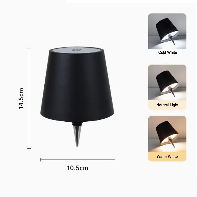 GEFENSI 3 Colors Dimmable Bottle Lamp LED Table Lamp Rechargeable Night Lamp Stepless Dimming For Parties Bars Wine Bottles Rest