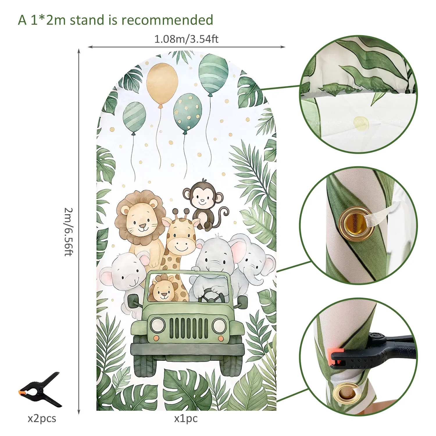 1 قطعة 6.56ft أطفال بنين حفلة عيد ميلاد قوس خلفية تغطي الغابة الحياة البرية بارك الأسد قوس قوس استحمام الطفل الطرف الديكور