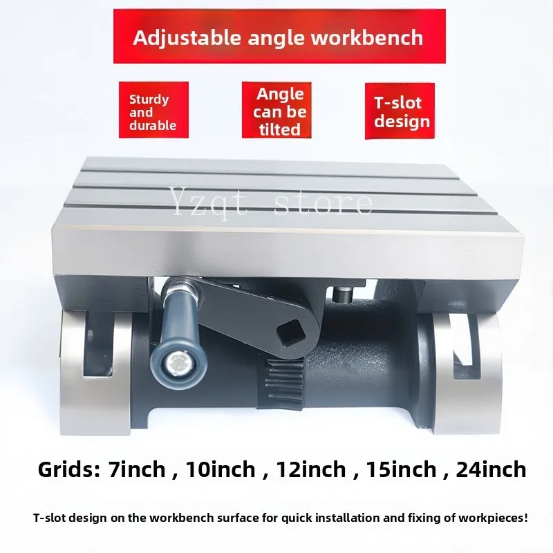 Tilting table, adjustable angle table Table milling machine table 7 10 12 15 inch