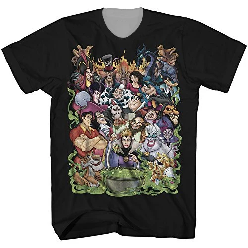 تي شيرت Disney Villains Group Collage Graphic Ursula Maleficent وما إلى ذلك ملابس عائلية متطابقة صيفية سريعة الجفاف ومريحة ومريحة