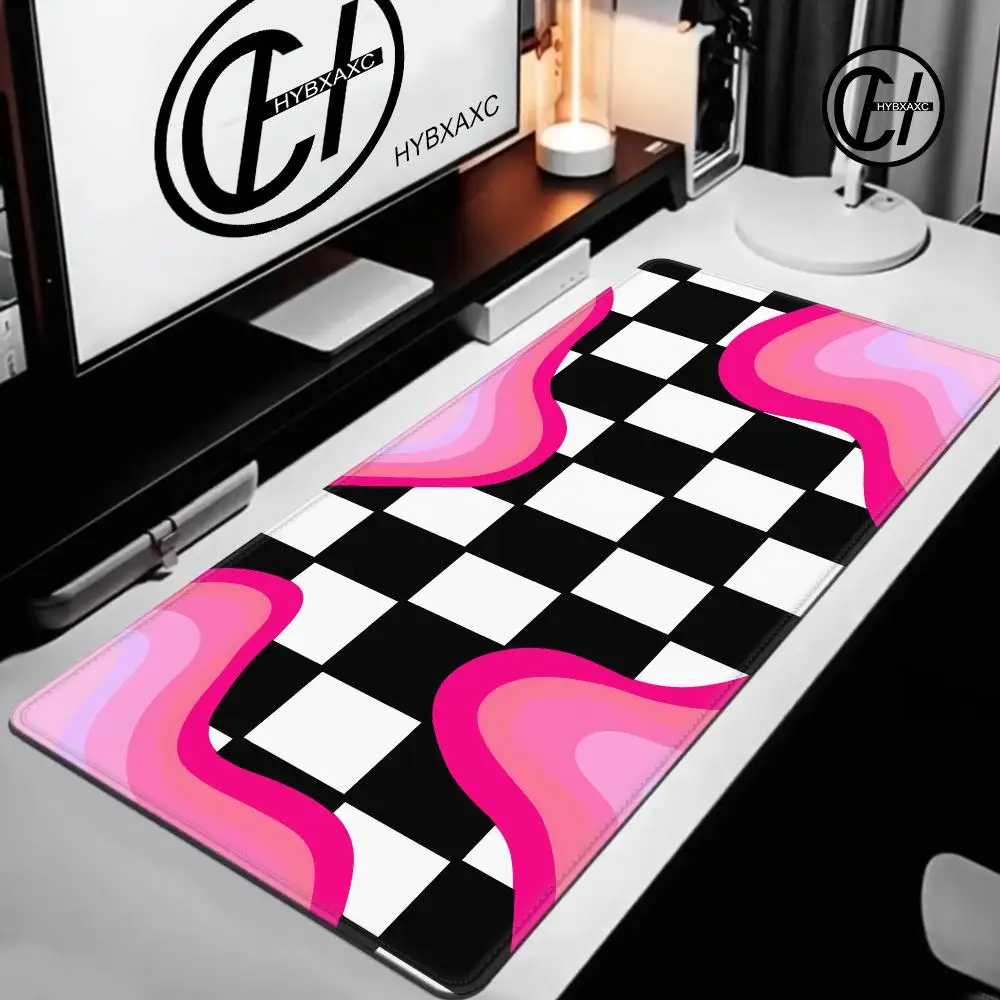 Black White Checkered Print XXL Large Big Mouse Pad Gaming Desk Mat Non-Slip Rubber Base Mouse Pad for Office & Gaming HYBXAXC