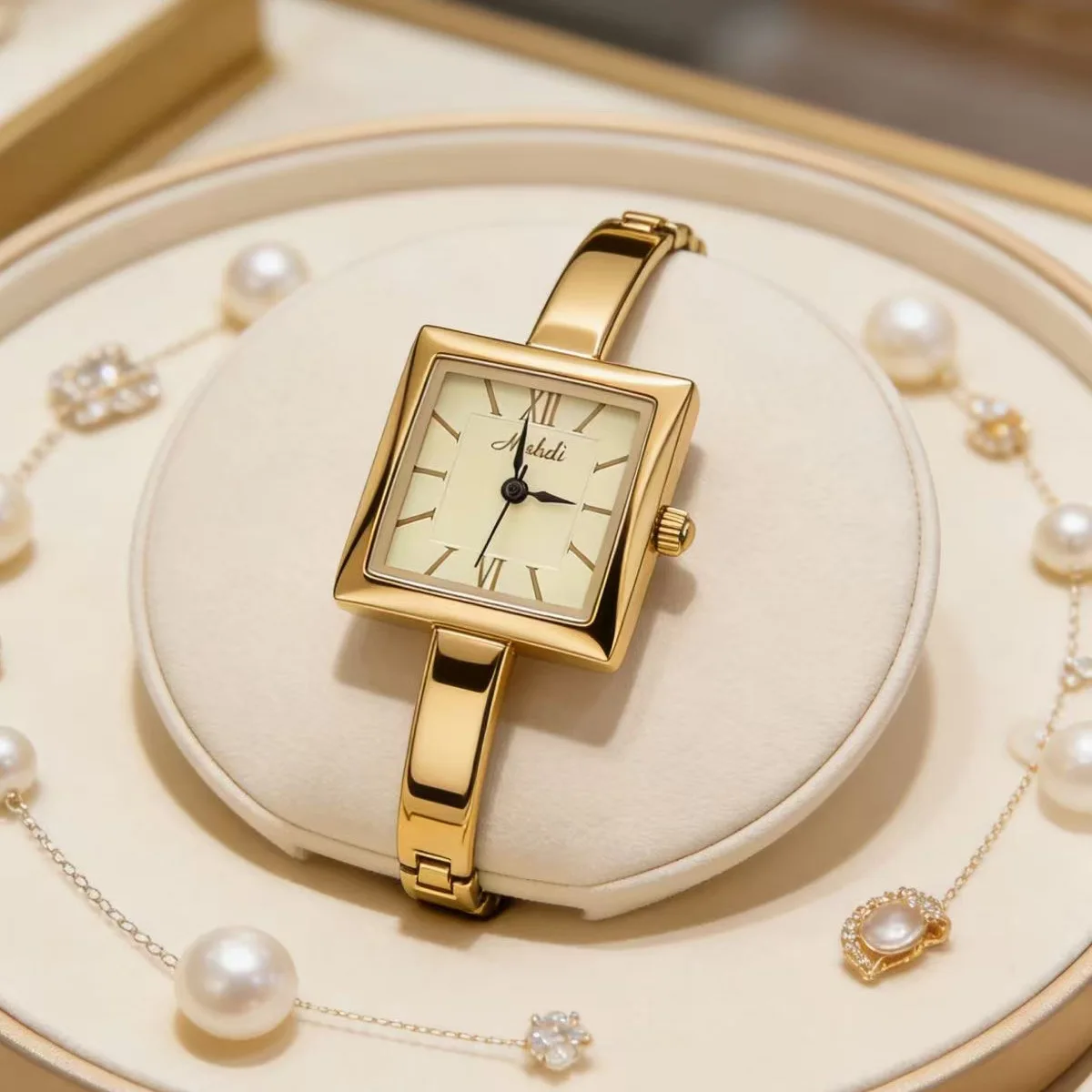2026 Luxury Brand High-quality Square Simple Large Dial Quartz Waterproof Bracelet Watch for Women's Elegant Jewelry