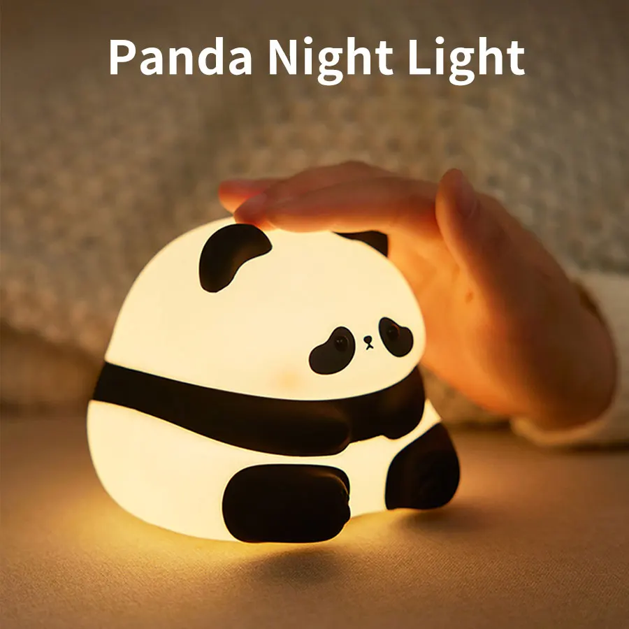 

LED Night Lights Cute Panda Silicone Lamp USB Rechargeable Timing Function Nightlight Children Gift Bedside Room Decor Light