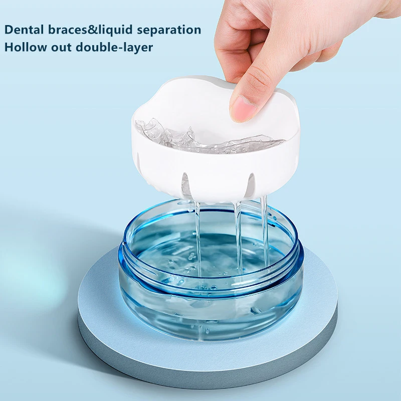 Contenitore sigillato per strumenti per la cura dei denti Scatola per la pulizia Scatola per apparecchi ortodontici per denti Scatola per riporre denti finti Custodia per dentizione Scatola per bagno per protesi
