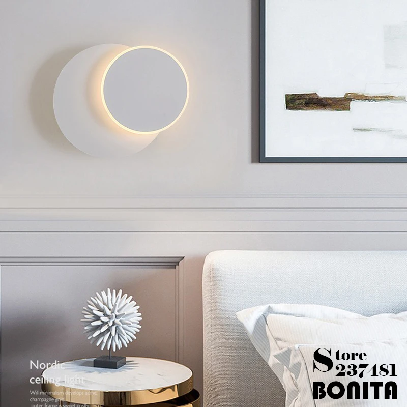 

Nordic Modern Background Wall Lamp Creative DIY Rotating Home Decoration Bedside Light Hotel Corridor Lunar Eclipse Wall Scones