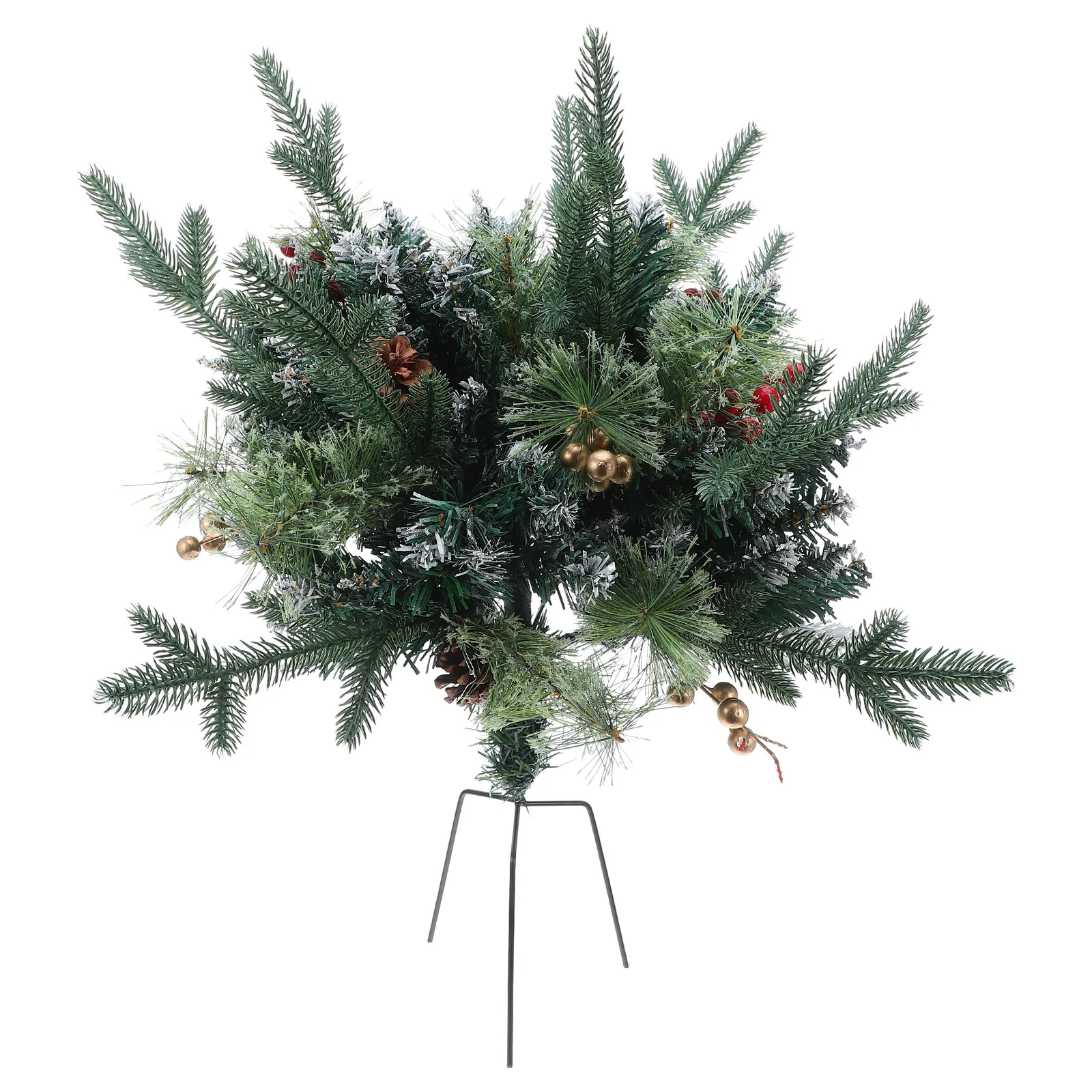 

Outdoor Christmas Tree Urn Filler Planter Pine Cones Red Berries Pine Needles Garden Stake Holiday Yard Lawn Ornament Decoration