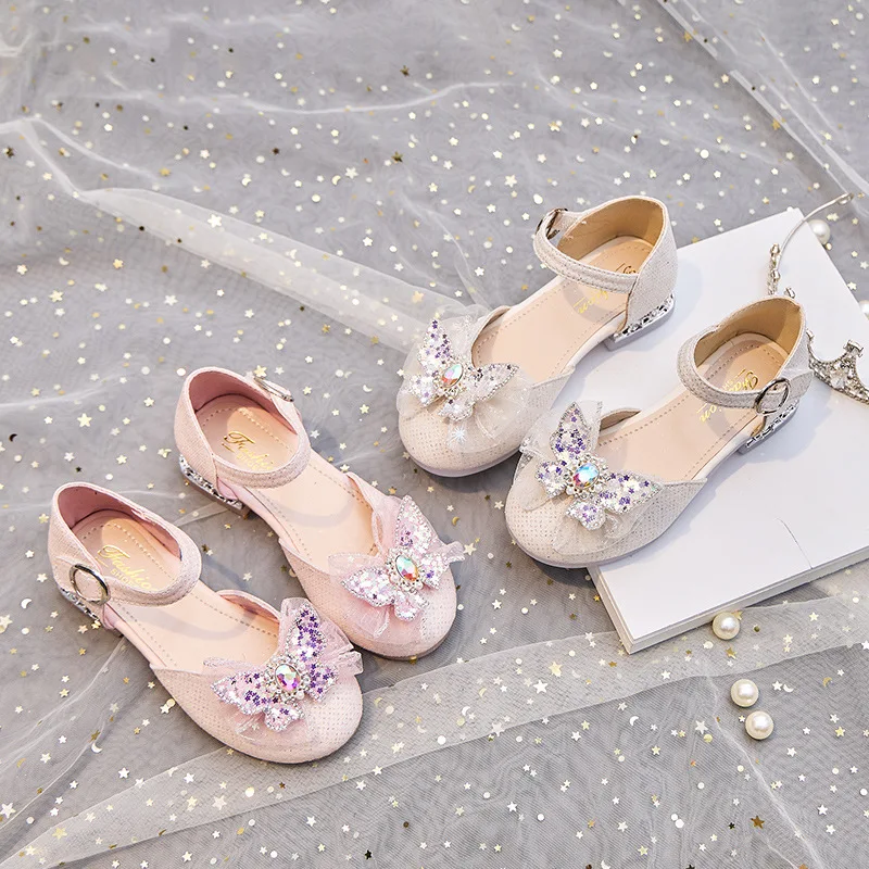 Girls Flat Heel Sandals Kids Spring Summer Children Dress Dance Shoes Fashion Sweet Bow Versatile Princess Wedding Party Sandals