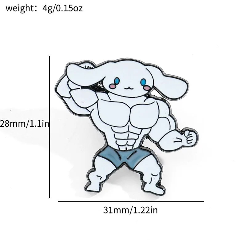 5PCS Cartoon creative personality spoof muscular hunk Sanrio brooch kt pussy kulomi jade cinnamon dog alloy badge