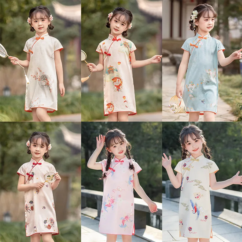 

Kids Hanfu Dress Elegant Princess Dress Summer Dresses Chinese Cheongsams For Girls Traditional Chinese Toddler Dress