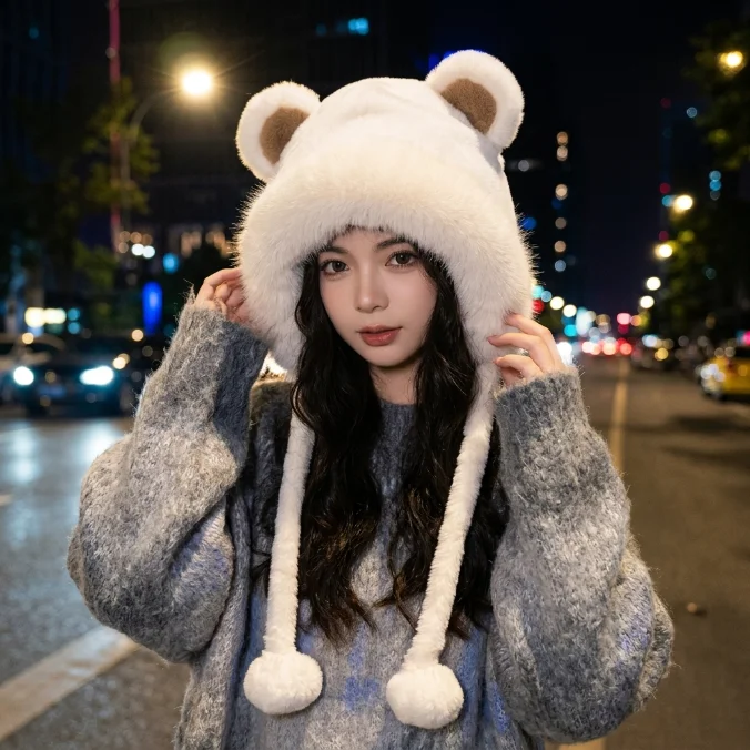1-4pcs-chapeu-de-pelucia-estilo-coreano-com-urso-gorro-de-inverno-quente-e-espesso-para-mulheres-e-meninas-para-esportes-ao-ar-livre-escola-e-uso-diario