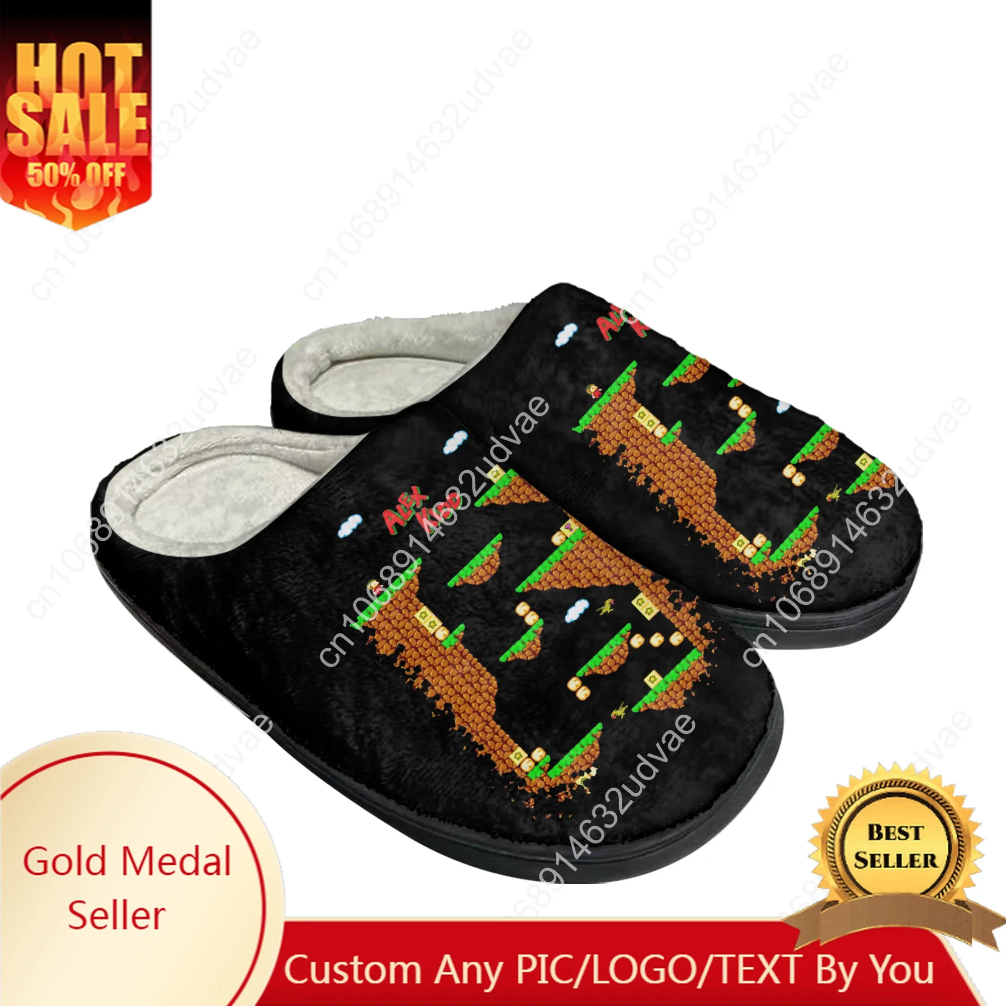 Alex Kidd Katoen Slippers Mannen Vrouwen Pluche Slaapkamer Casual Warm Houden Thuis Slaapkamer Schoenen Thermische Indoor Slipper Aangepaste Schoen