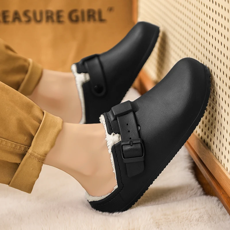 

Shoes for Women Winter Baotou Cotton Slippers Comfortable Soft Bottom Warm Home Slippers Couple Large Fashion Simple Slippers