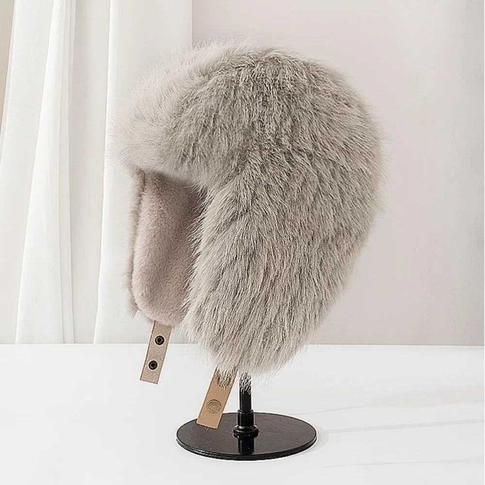 

Модная роскошная шапка из искусственного меха в стиле ретро, однотонная шапка из меха енота, ветрозащитная теплая зимняя шапка, зимняя одежда унисекс