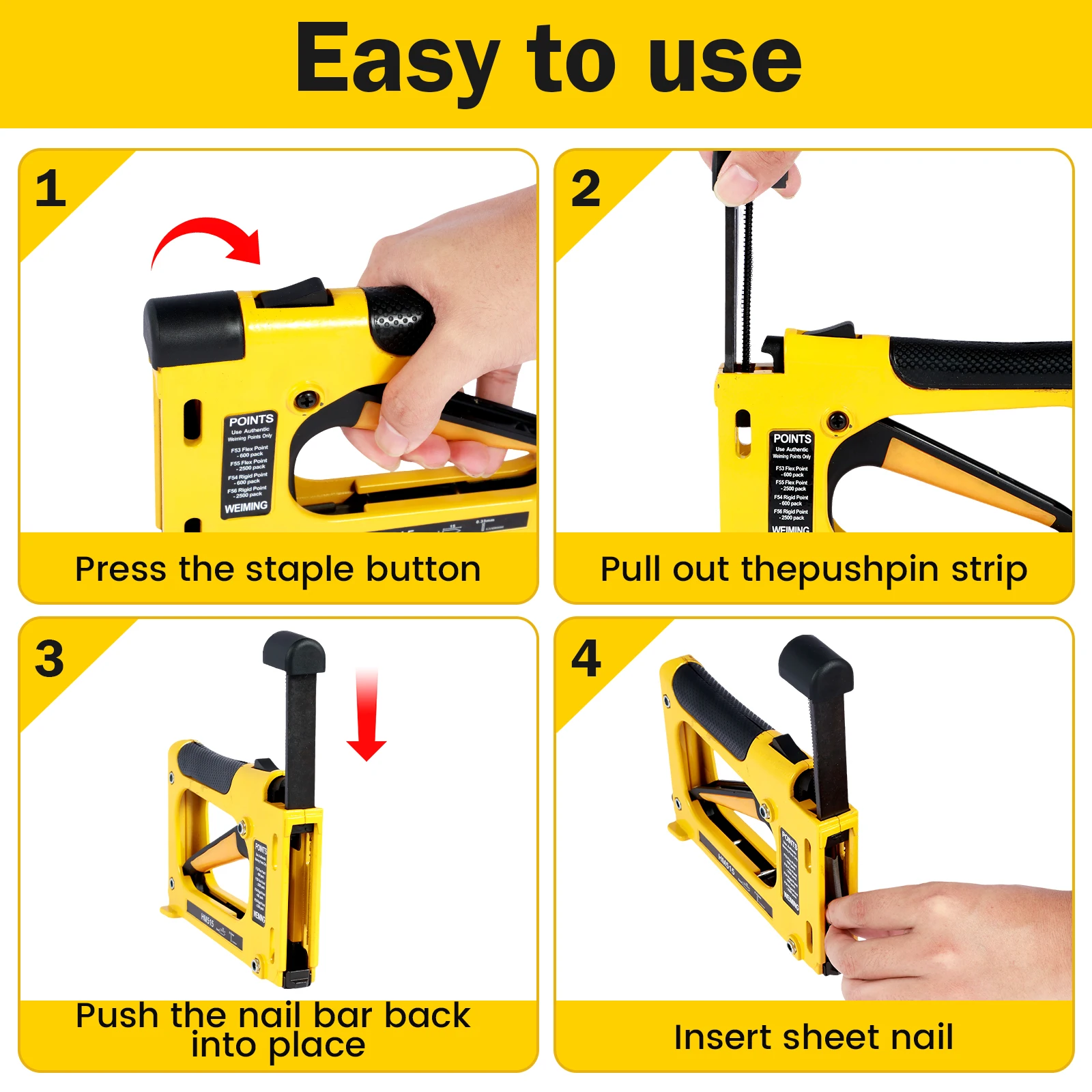 Picture Framing Point Driver Aluminum Alloy Hand Picture Frame Tool with 1000 Nails Adjustable Lightweight Point Nail Tacker