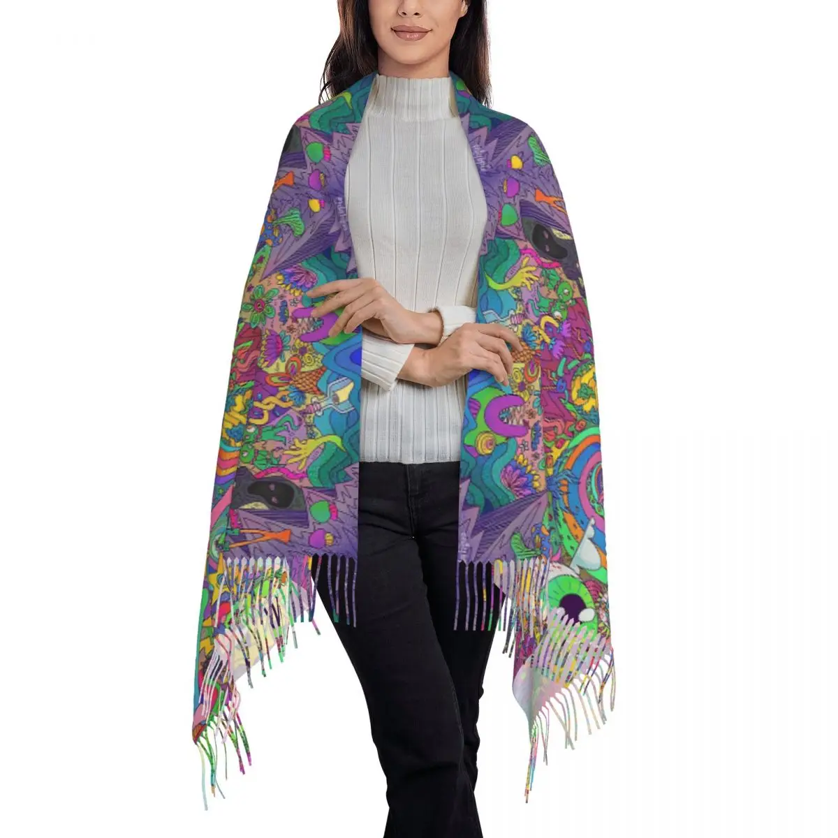 The Midnight Gospel Trippy Scarf Tassel Scarves Women Soft Warm Shawls and Wraps Large Fall Winter Shawl Wrap