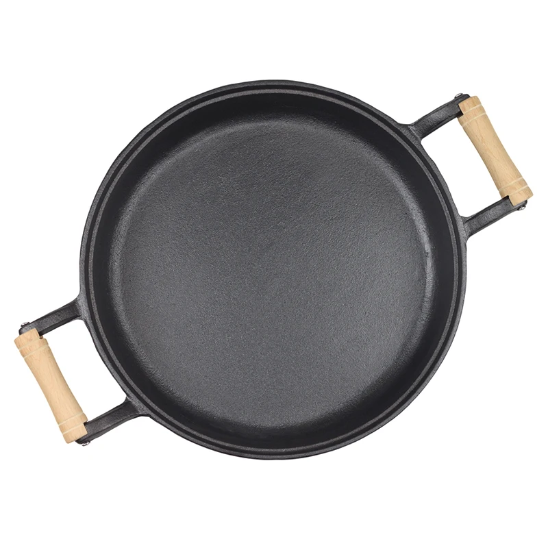 Cooking Frying Pans Cast Iron Binaural Round Frying Pans Pizza Breakfast Home Non-Stick Pans Induction Cooker Kitchen Supplies