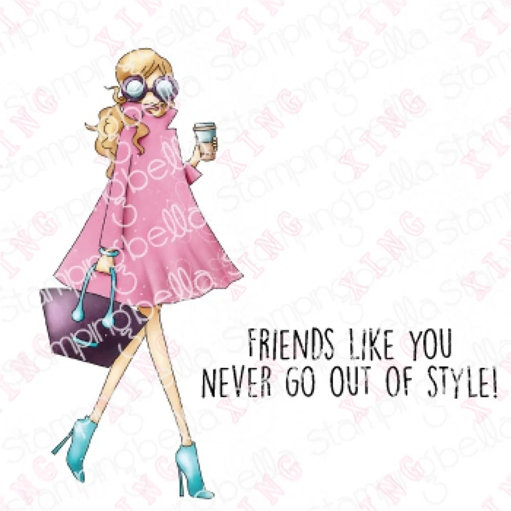 

New Scrapbook Decoration Embossing Molds Uptown Girl Fashionista Clear Silicone Stamps Set Diy Handmade Craft Metal Cutting Dies