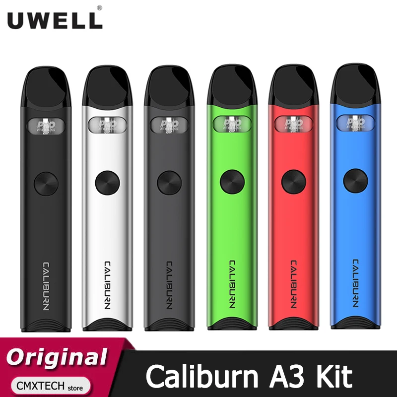 Original Uwell Caliburn A3 Pod Kit 520mAh Battery 13W Vape 2ml Cartridge with Mesh 1.0ohm Coil Electronic Cigarette Vaporizer