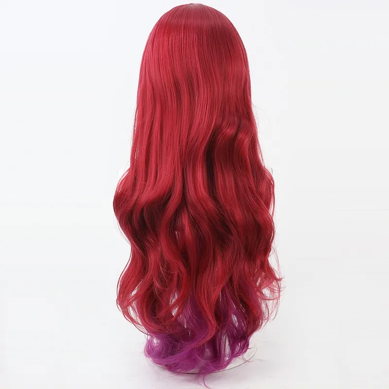 Houshou Marine Cosplay Wig Vtuber Red Purple Long Synthetic Hair Heat Resistant Halloween Role Play Party Carnival + Wig Cap view 3