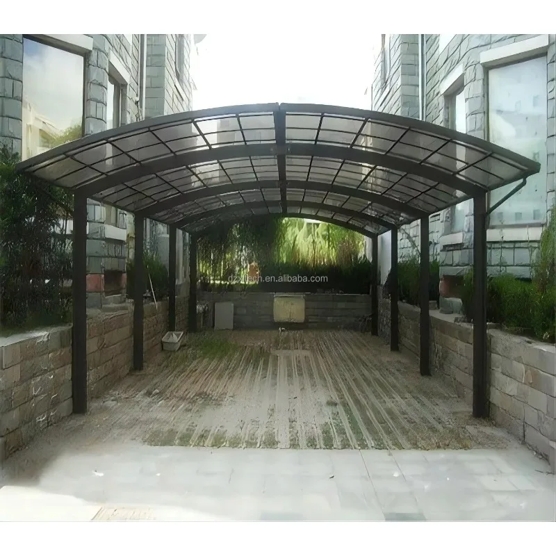 تخصيص عالية الجودة في الهواء الطلق سبائك الألومنيوم PC Carport دائم المعادن البناء المرآب الإطار قسط الستائر مواقف السيارات