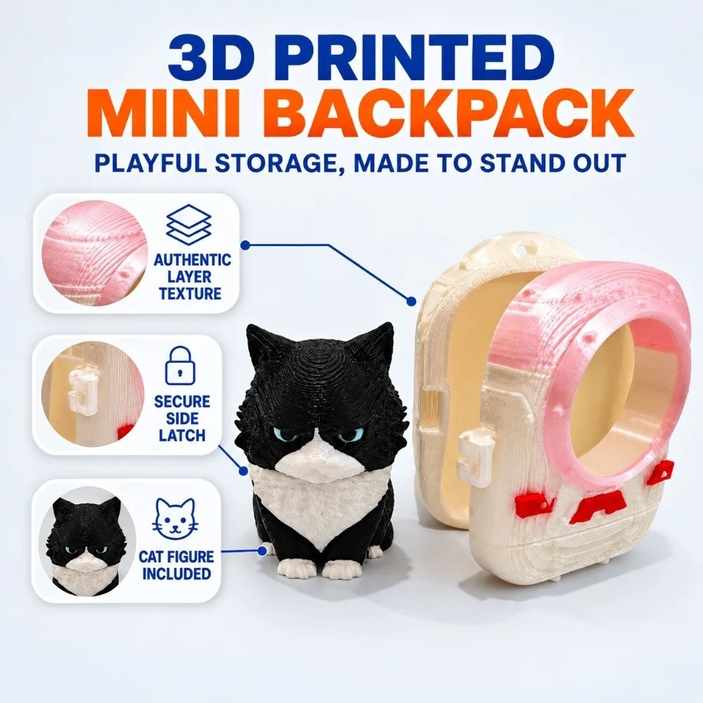 PLA 3D Printed Keychain Vibrant Shades Rigid Shell Trendy Bag Charm Smooth Finish Lightweight Build Mini Backpack Pendant