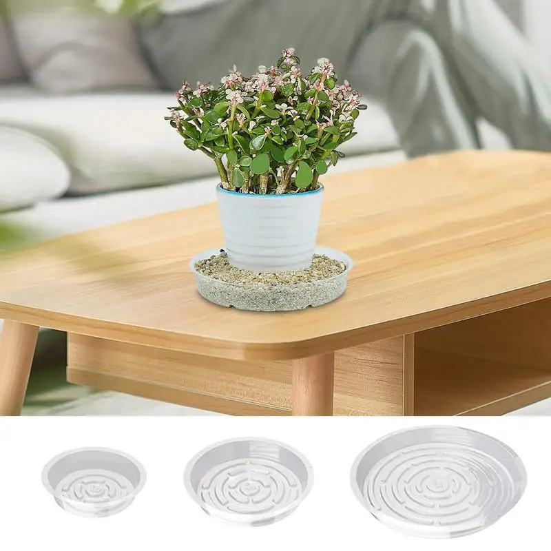 5pc Transparent Flower Pot Trays Gardening Potted Plant Bottom Dish Plant Saucer Pot Trays Snack Container Desktop Trash Storage