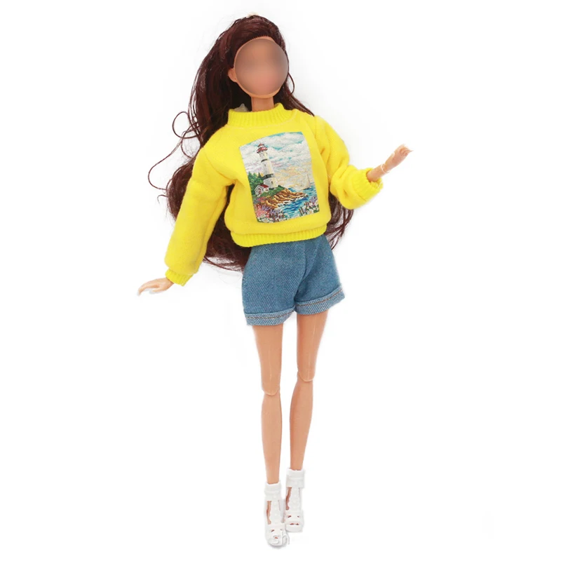 Ropa Deportiva de oficina para muñecas Barbie, traje de muñeca Barbie, accesorios para muñecas, camisa de Barbie, pantalones de pierna corta, pantalones, regalo de Xm, 2 juegos, 1/6