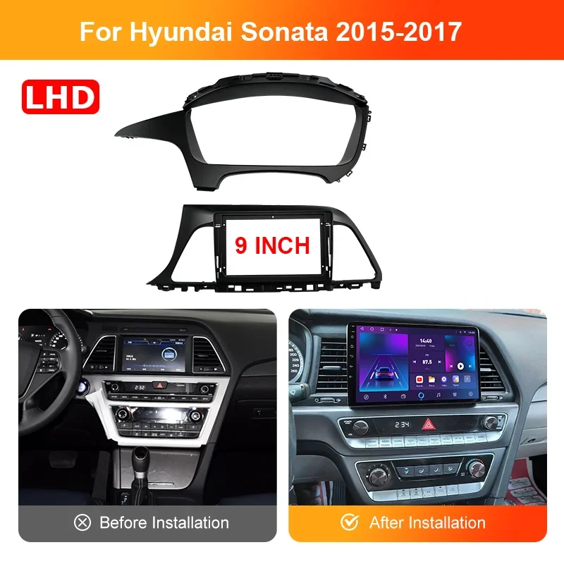 Car GPS Navigation For HYUNDAI SONATA 9 2015 2016 2017-2019 Stereo Radio Fascias Panel screen Frame Fit Dash Trim Kits