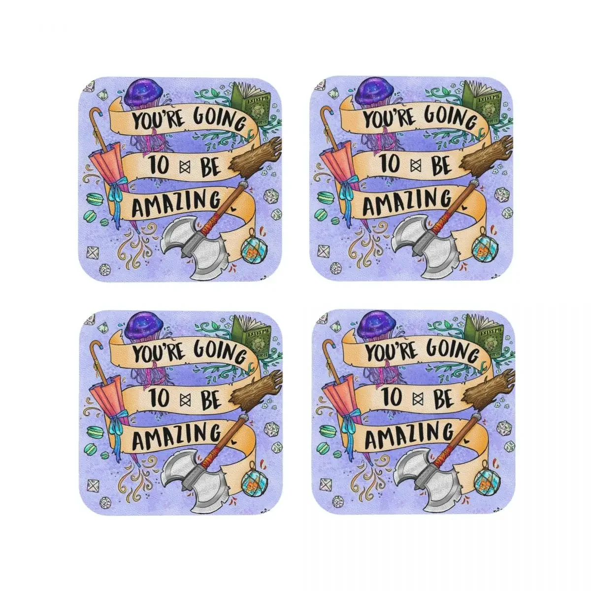 You're Going To Be Amazing Coasters Kitchen Placemats Waterproof Insulation Cup Coffee Mats For Home Tableware Pads Set of 4