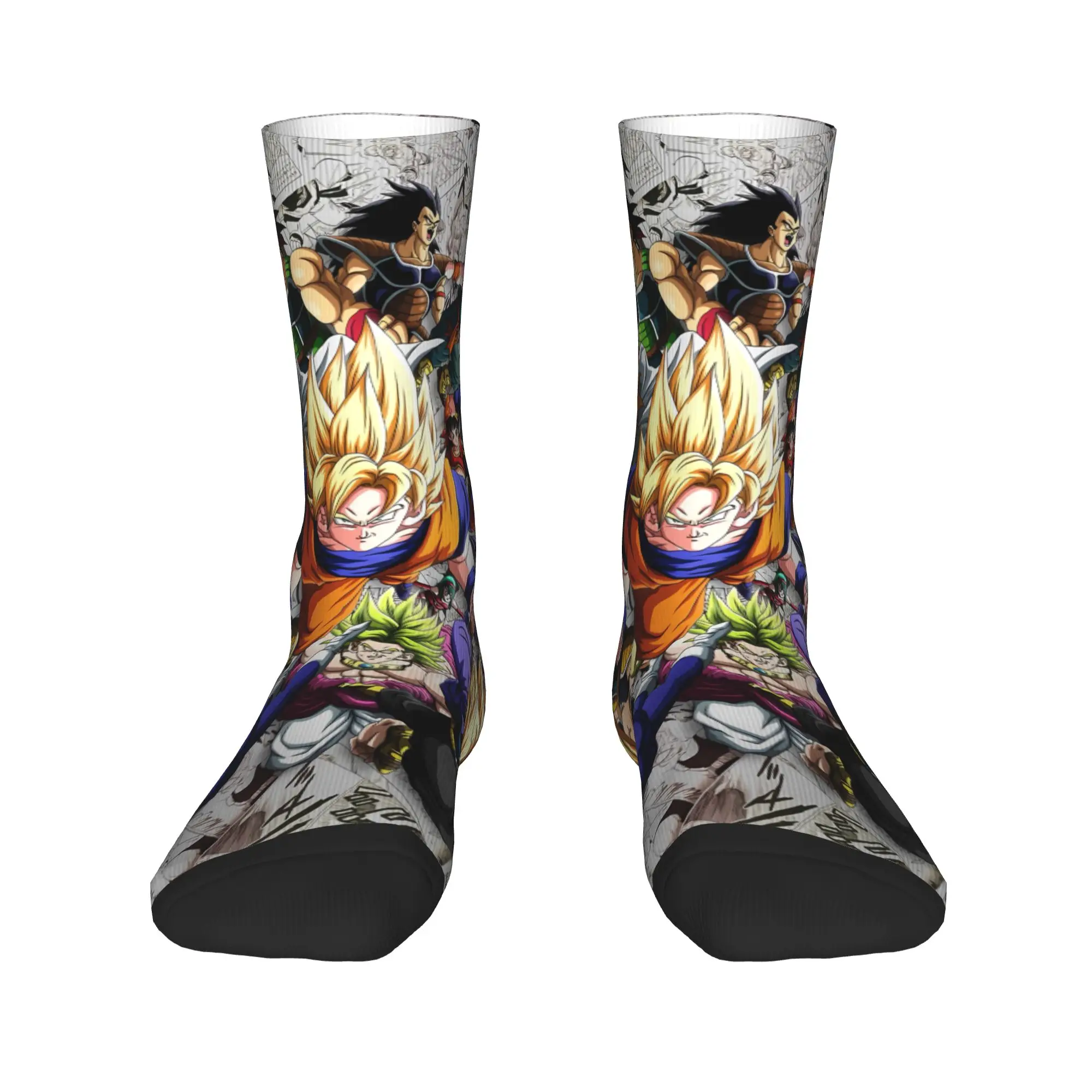 Women Men Socks Chibi Goku On Yellow Background D-Dragon B-Ball  Stockings Non Skid High Quality Socks Winter Running Socks