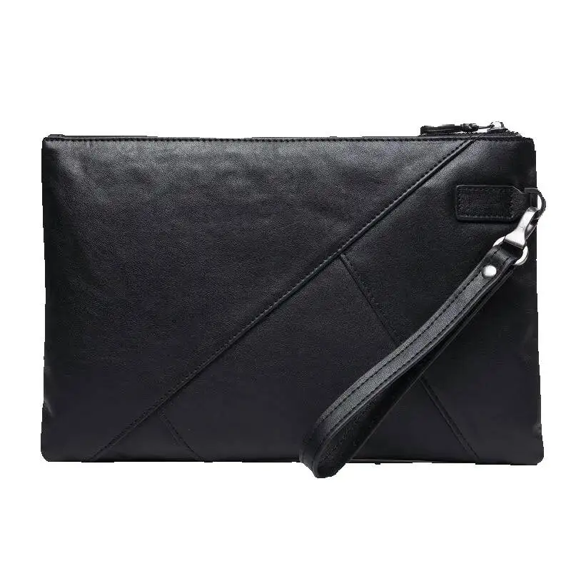 New Genuine Men's Clutch Luxury Men Bag Business Vegetable Tanned Messenger Leather Large Capacity Fashion Woven Pattern Handbag