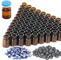 Viales de vidrio ámbar de 5 ml, paquete de 100 viales de vidrio ámbar con tapas abatibles de plástico-aluminio y tapones de goma