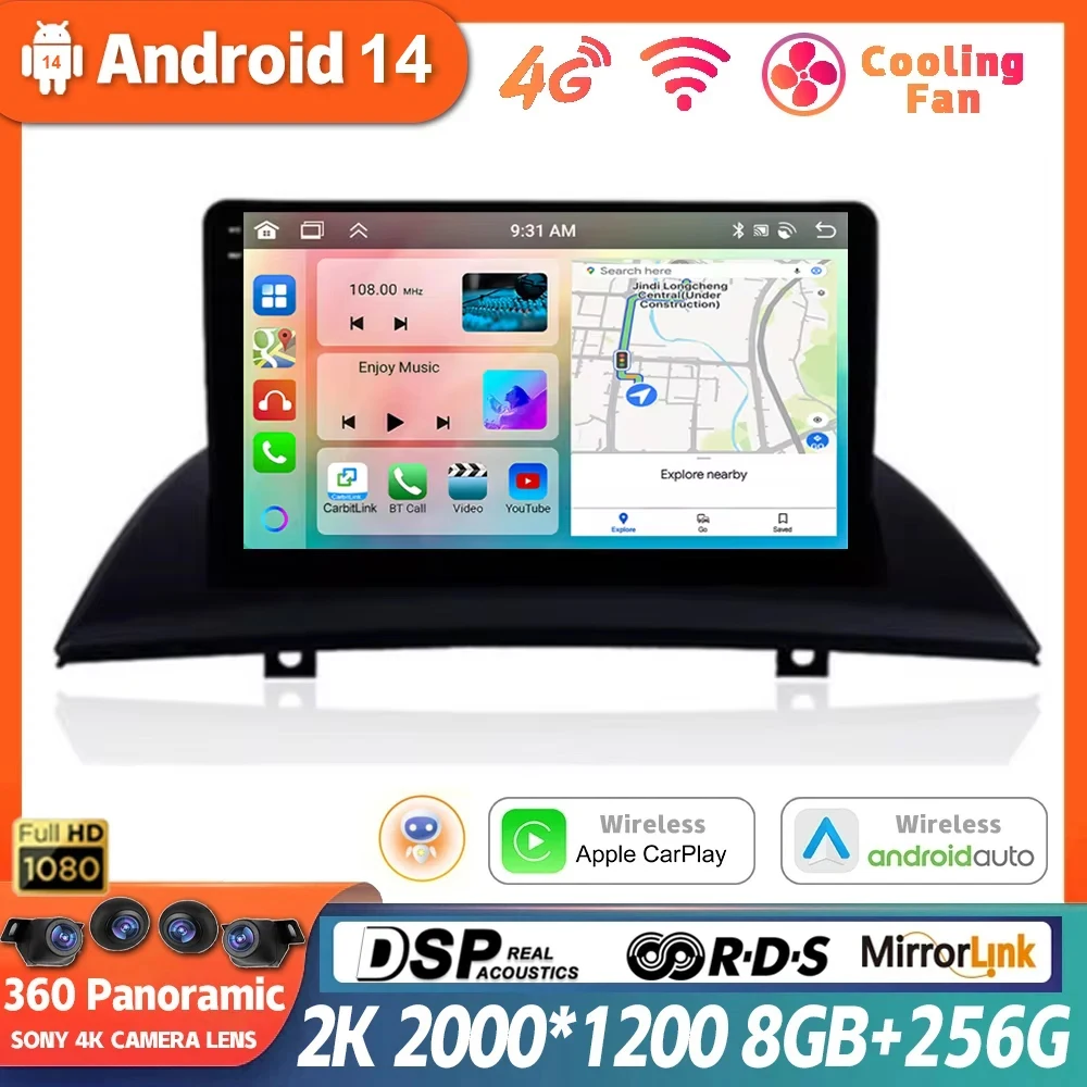 

Android 14 For BMW X3 E83 2004 2005 2007-2012 Navigation GPS Radio 360 Camera 4G WIFI QLED Multimedia Video Player Auto CarPlay