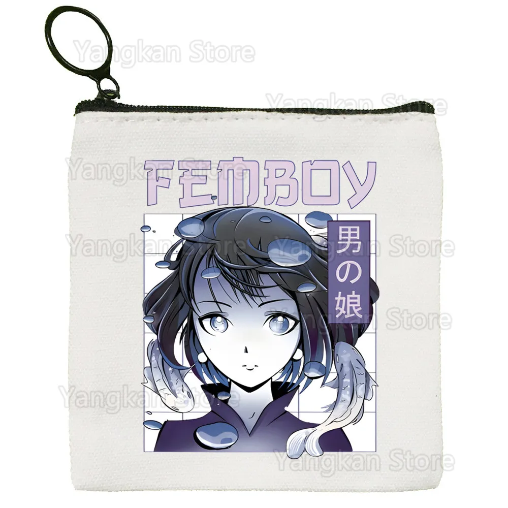 Femboy Korean Fairycore Goth Canvas Coin Purse Custom Logo Storage Pouch Canvas Bag New Key Coin Purse