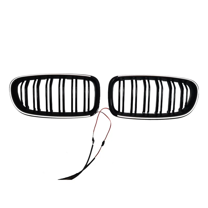 For 2011-2016 BMW 5 Series F10, LED Illuminated Kidney Grille, Dual Line & Meteor Style, Aftermarket Direct Fit Replacement