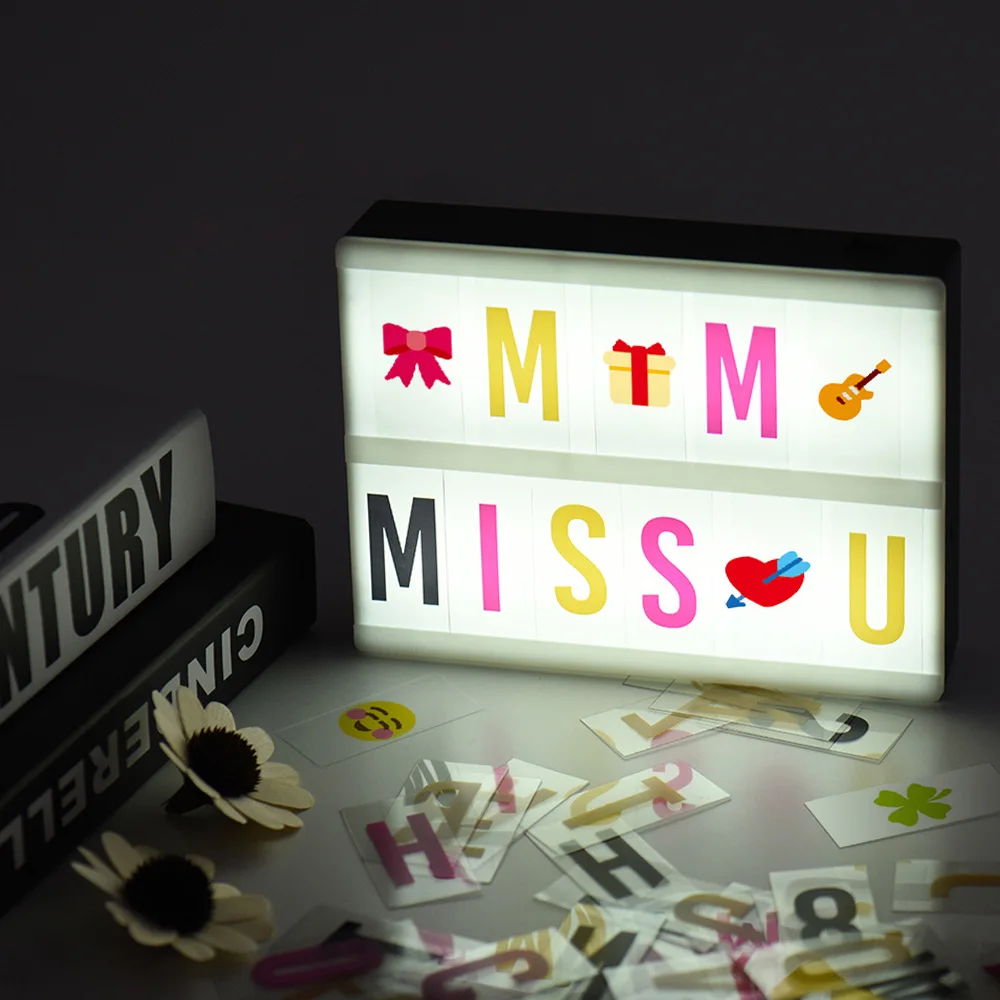 102pcs Colorful Interchangeable Letters Numbers Symbols Characters Cards Free Combination for DIY LED Cinema Light Box Message