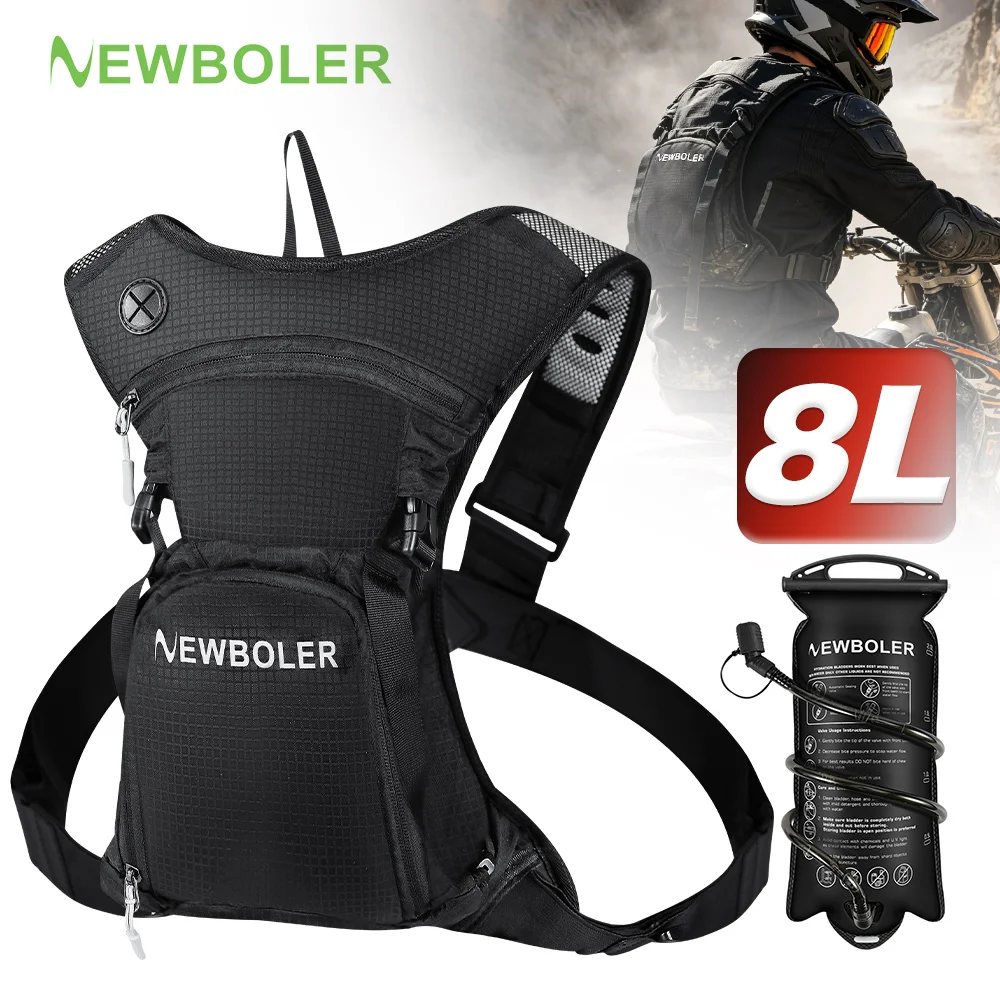 NEWBOLER 8L Motorcycle Cycling Hydration Pack MTB Off Road Motocross Water Backpack Sport Mountain Bike Water Bag