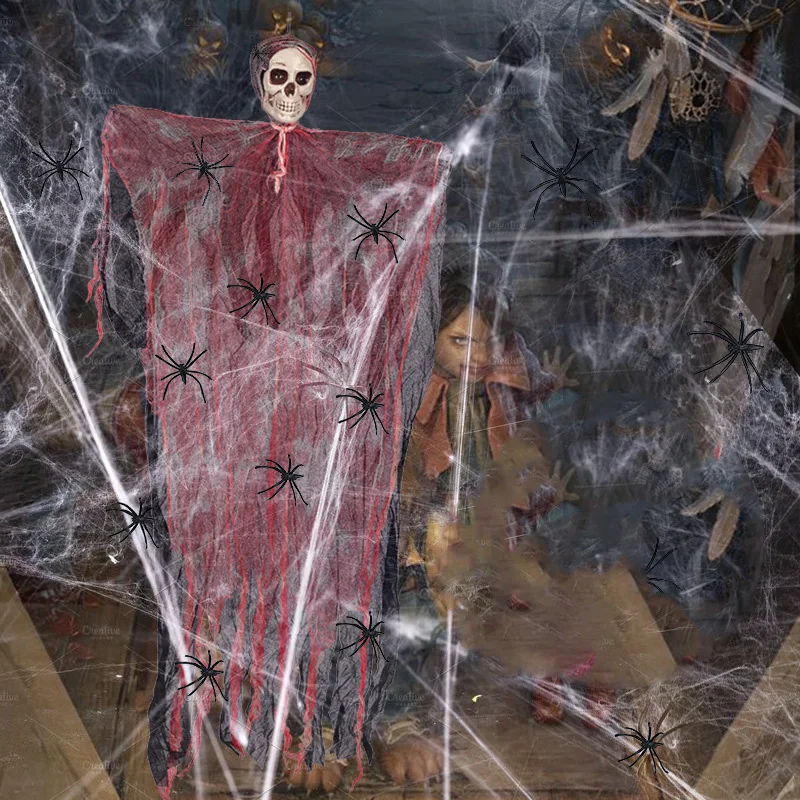 1Set Halloween Dekorative Hängen Geist Schädel Skelett Gaze Spuk Home Party Horror Requisiten Aufhänger Haus Hof Party Hängen – Detail 1